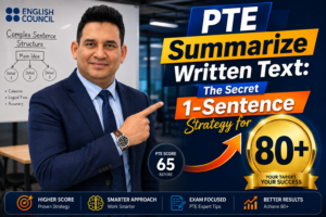 PTE Summarize Written Text 1-sentence strategy guide for 80+ score by English Council Faisalabad