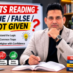 IELTS Reading True False Not Given strategies with a confident IELTS instructor explaining how to avoid common traps and improve reading scores.